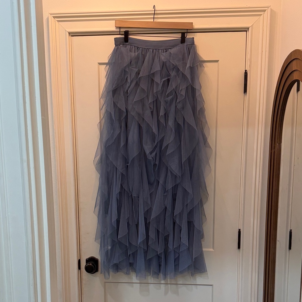 Soho Apparel Blue Ruffled A-Line Skirt